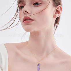 32Pcs 2 Colors Natural Amethyst Pendants&nbsp;PALLOY-HY0001-05