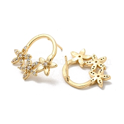 Brass Micro Pave Clear Cubic Zirconia Stud Earrings&nbsp;EJEW-E295-19KCG