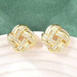 Brass Micro Pave Cubic Zirconia Stud Earrings&nbsp;EJEW-G471-45G