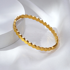 Honeycomb Hexagon 304 Stainless Steel Open Hinged Cuff Bangles for Women&nbsp;TF6134