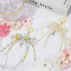 2Pcs 2 Styles Alloy with Glass Seed Bead Pendant Decorations&nbsp;KEYC-SP0001-27A