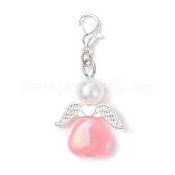 Heart Angel Acrylic & ABS Plastic Imitation Pearl Pendant Decoration&nbsp;HJEW-JM03825
