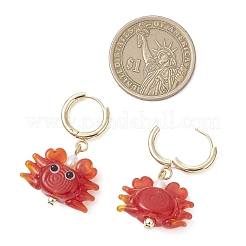 Crab Handmade Lampwork Hoop Earrings&nbsp;EJEW-JE06918