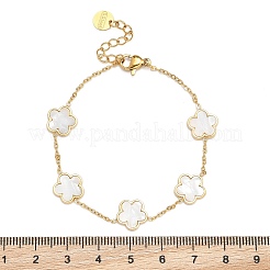 Flower Shell Link Chain Bracelets&nbsp;BJEW-K247-01G-06
