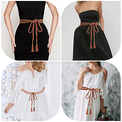 1Pc Cotton and Linen Flower Lace Tassel Waist Belly Belts&nbsp;AJEW-GF0012-32B