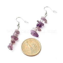 Natural Amethyst Chip Beads Dangle Earrings&nbsp;EJEW-JE04649-05
