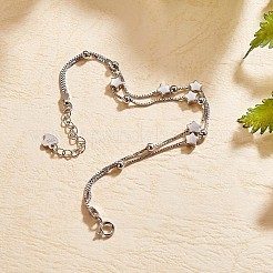 Anti-Tarnish Rhodium Plated 925 Sterling Silver Satellite Chain Multi-strand Bracelets with Star Beaded&nbsp;JB708A