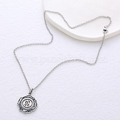Minimalist 304 Stainless Steel Enamel Black Flower Pendant Necklaces for Women&nbsp;QO5072