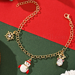 Christmas Brass Pave Cubic Zirconia Charm Bracelets&nbsp;LX6041