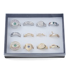 Adjustable Brass Micro Pave Cubic Zirconia Cuff Rings&nbsp;RJEW-MSMC002-18