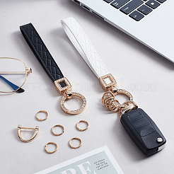 2 Sets 2 Colors Alloy with PU Leather Keychains&nbsp;KEYC-PH0002-14B