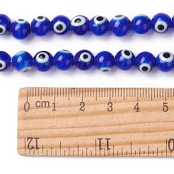 Round Handmade Evil Eye Lampwork Beads Strands&nbsp;LAMP-R114-8mm-02