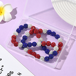 1Pc Polymer Clay Rhinestone Round Beaded Stretch Necklaces&nbsp;NJEW-SP0001-14C