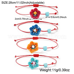4Pcs Handmade Waxed Cord Braided Bracelets&nbsp;AY6602-5