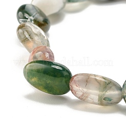 Natural Moss Agate Nuggets Beads Stretch Bracelet&nbsp;BJEW-JB07145-02