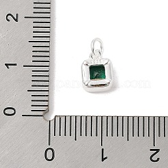 925 Sterling Silver Pave Cubic Zirconia Square Charms with Jump Rings and 925 Stamp&nbsp;STER-D288-05S-01