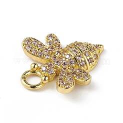 Rack Plating Brass Micro Pave Cubic Zirconia Pendants&nbsp;KK-C019-13G-01