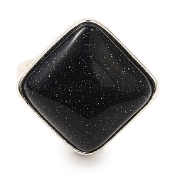 Synthetic Blue Goldstone Adjustable Rings&nbsp;RJEW-H240-01S-09