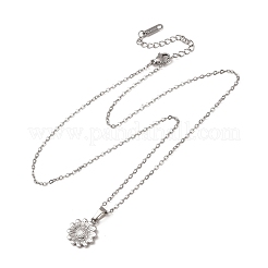 304 Stainless Steel Flower Pendant Cable Chain Necklaces for Men Women&nbsp;NJEW-K308-05E-P