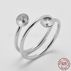 Anti-Tarnish Rhodium Plated 925 Sterling Silver Finger Design Ring Mounts Fittings with Pearl Seat&nbsp;STER-A070-040