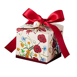 Flower Printed Paper Candy Gift Packaging Boxes with Ribbon&nbsp;PW-WG9702E-01