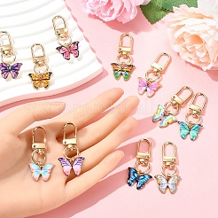 6Pcs Butterfly Alloy Enamel Pendant Decorations&nbsp;HJEW-YW00062-01