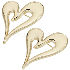 2Pcs Alloy Heart Brooch Pin&nbsp;JEWB-CP0001-60