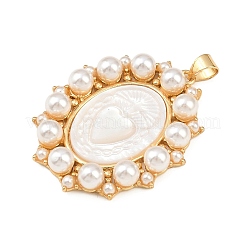 Natural White Shell Oval Pendants&nbsp;KK-F919-47G