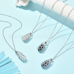 Natural Gemstone Macrame Pouch Pendant Necklaces&nbsp;NJEW-JN04396