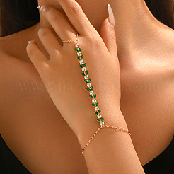 Elegant Brass Pave Clear and Green Cubic Zirconia Geometirc Slave Bracelets&nbsp;IR6615