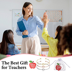 24Pcs 3 Styles Knot Iron Torque Bangles & 24Pcs Apple Shaped Paper Thank You Gift Tags for Women & 24Pcs Rectangle Organza Drawstring Gift Bags&nbsp;BJEW-DC0001-17