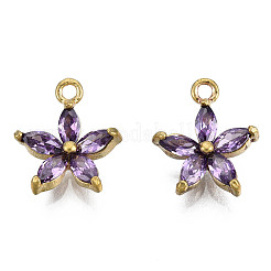 Brass Inlaid Purple Cubic Zirconia Charms&nbsp;LS-KK-Q669-28U-01