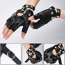 PU Leather Biker Punk Gloves with Belt&nbsp;AJEW-WH20816-051P