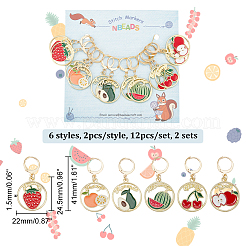 Alloy Enamel Round Ring with Fruit Pendant Locking Stitch Markers&nbsp;HJEW-PH01892
