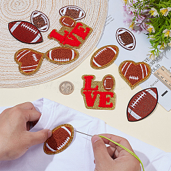 12Pcs 5 Styles Rugby Theme Computerized Embroidery Cloth Iron On Patches&nbsp;PATC-WR0001-12
