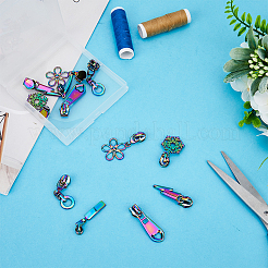 12Pcs 6 Style  Lightning Bolt/Snowflake/Flower Alloy Zipper Head Replacement&nbsp;FIND-GF0005-68