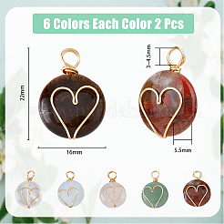 12Pcs 6 Styles Natural & Synthetic Mixed Stones Copper Wire Wrapped Pendants&nbsp;G-FH0001-99