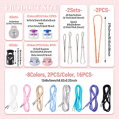 16Pcs 8 Colors Polyester & Cotton Replacement Drawstring Cords&nbsp;FIND-TA0009-43