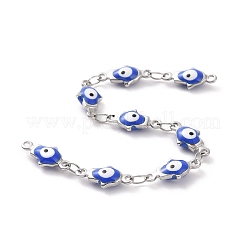 Enamel Hamsa Hand with Evil Eye Link Chains&nbsp;CHS-G023-01P-03