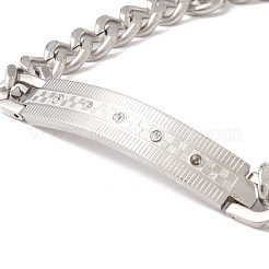 Rectangle 304 Stainless Steel Link Bracelet with Crystal Rhinestone for Men Women&nbsp;STAS-P304-13P