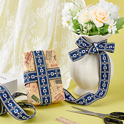 1 Roll Ethnic Style Polyester Jacquard Flower Ribbon&nbsp;OCOR-WH0086-95A