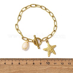 304 Stainless Steel Cable Chain Charm Bracelets&nbsp;BJEW-L708-03G
