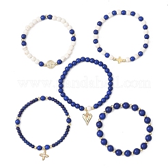 5Pcs 5 Styles Dyed Synthetic Turquoise Beads Stretch Bracelets&nbsp;BJEW-JB12825