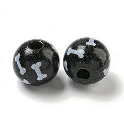 Printed Wood European Beads&nbsp;WOOD-G022-04B