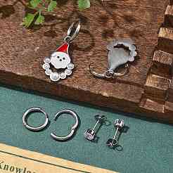 3 Pairs 3 Styles Christmas 304 Stainless Steel Hoop & Stud Earring Sets for Women&nbsp;EJEW-K279-15P