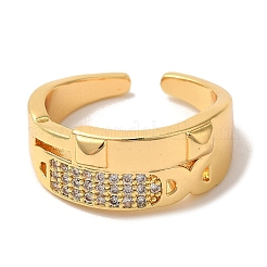 Rack Plating Brass Micro Pave Clear Cubic Zirconia Cuff Rings for Women&nbsp;RJEW-G325-13H-G