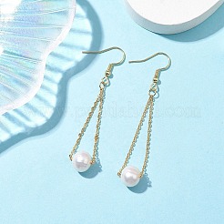 Natural Cultured Freshwater Pearl Beads with Brass Dangle Earrings&nbsp;EJEW-JE05757