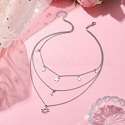 Brass 3 Layer Necklaces for Women&nbsp;NJEW-JN04734-01