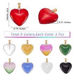 27Pcs 9 Colors Glass Pendants&nbsp;JX244A