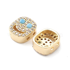 Brass Micro Pave Cubic Zirconia Beads&nbsp;KK-M241-01M
